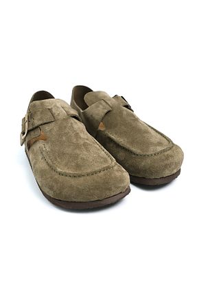 دمپائی خاکی زنانه چرم خالص Akman Leather - کد 874176646