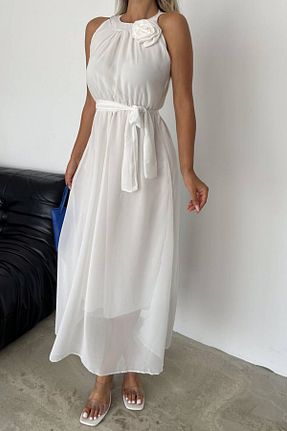 لباس سفید زنانه بافتنی XXL BUTİK - کد 874186257