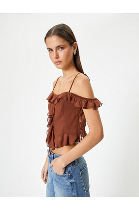 بلوز قهوه ای زنانه ساده Koton - کد 810317669