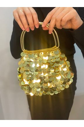 کیف مجلسی طلائی زنانه فلزی BAGS - کد 874210424