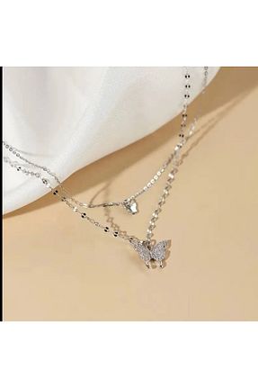 گردنبند جواهر طوسی زنانه برنجی BunnyGıftShop - کد 874257671