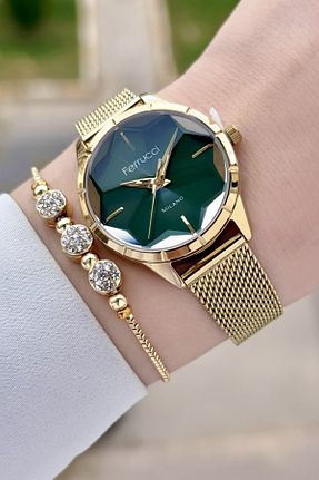 ساعت مچی طلائی زنانه 31-35 میلی متر Ferrucci - کد 874287806