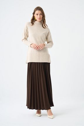 دامن قهوه ای زنانه ساده Mizalle - کد 874365798