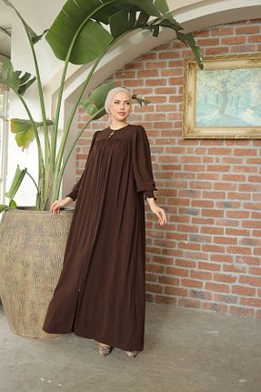 کلاه و ابایا قهوه ای زنانه %100 پنبه Nissra - کد 771851417