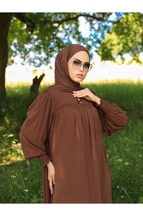 کلاه و ابایا قهوه ای زنانه %100 پنبه Nissra - کد 771482298