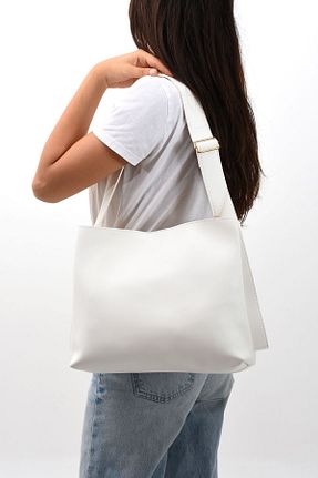 کیف دوشی سفید زنانه چرم مصنوعی NBİBAGS - کد 837761007