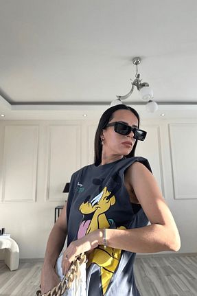 تیشرت طوسی زنانه اورسایز ESCE - کد 833199457