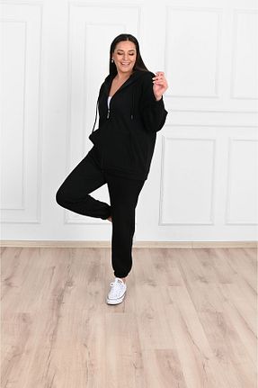 ست گرمکن سایز بزرگ مشکی زنانه پنبه ای FEEL STYLE - کد 843725750