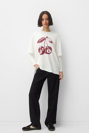شلوار جین آبی زنانه رگولار Bershka - کد 874554420