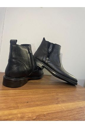 بوت / نیم بوت مشکی مردانه چرم خالص AROM - کد 874582366