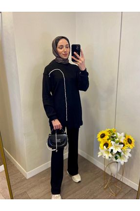ست بالاتنه و پائین تنه حجاب مشکی زنانه رگولار Levidor - کد 874601974