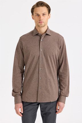 پیراهن قهوه ای مردانه اسلیم فیت ORIAN - کد 874601253
