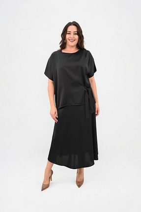 دامن سایز بزرگ مشکی زنانه پلی استر Koza Butik - کد 874599978