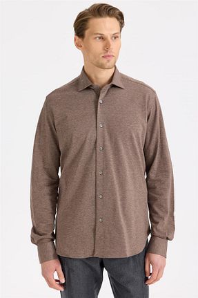 پیراهن قهوه ای مردانه اسلیم فیت ORIAN - کد 874601253