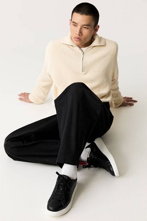 کفش اسنیکر مشکی مردانه چرم اصل Pull & Bear - کد 874603703