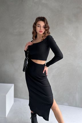 ست بالاتنه و پائین تنه مشکی زنانه بافت New Now - کد 874620633