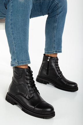 بوت / نیم بوت مشکی مردانه چرم مصنوعی BY ERG SHOES - کد 874620165