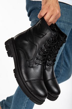 بوت / نیم بوت مشکی مردانه چرم مصنوعی BY ERG SHOES - کد 874620165