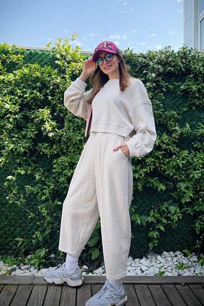 ست گرمکن طوسی زنانه پاچه گشاد Clothing palette - کد 831694123