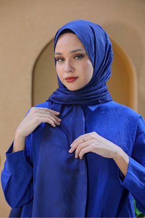 روسری سرمه ای پنبه پلی استر lamella - کد 874733953