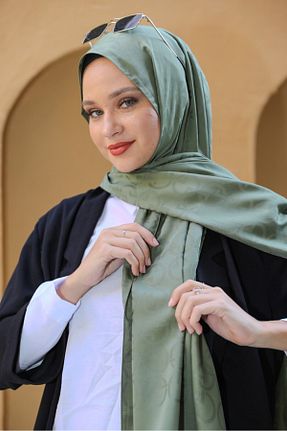 روسری سبز پنبه پلی استر lamella - کد 874733905