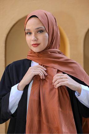 روسری قهوه ای پنبه پلی استر lamella - کد 874733934