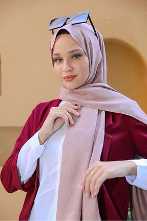 روسری بژ پنبه پلی استر lamella - کد 874733815