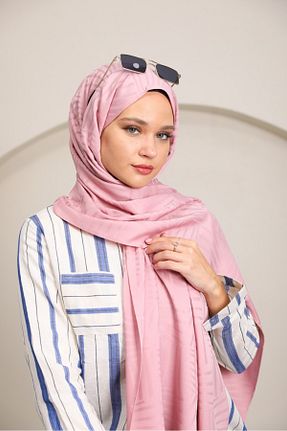 روسری صورتی پنبه پلی استر lamella - کد 874733898