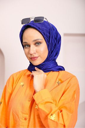 روسری آبی پنبه پلی استر lamella - کد 874733811