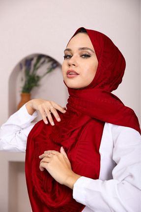 روسری قرمز پنبه پلی استر lamella - کد 874733889