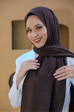 روسری قهوه ای پنبه پلی استر lamella - کد 874733808