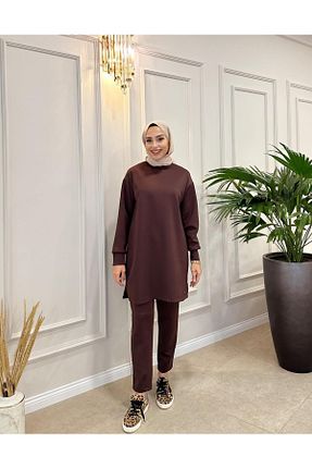 ست بالاتنه و پائین تنه قهوه ای زنانه بافت Hare Butik - کد 874749802