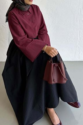 پیراهن زرشکی زنانه رگولار Moca - کد 874755079