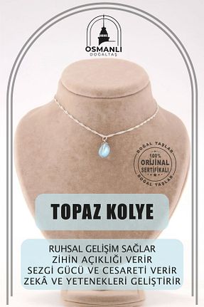 گردنبند جواهر آبی زنانه سنگ طبیعی OSMANLI DOĞAL TAŞ - کد 196321756