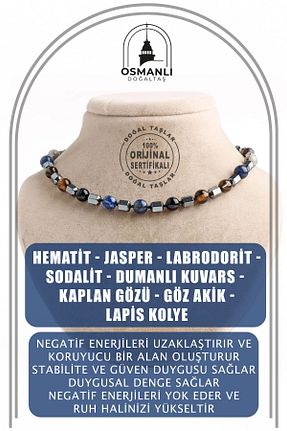گردنبند جواهر رنگی زنانه سنگ OSMANLI DOĞAL TAŞ - کد 378578564