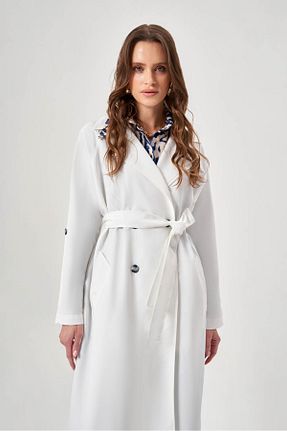 ترنچکت سفید زنانه پلی استر Mizalle - کد 668878405