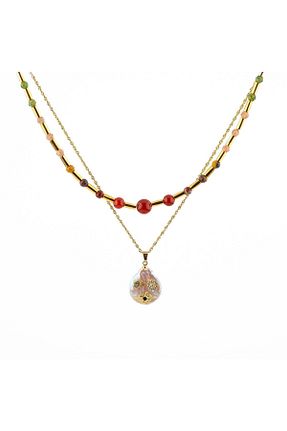 گردنبند جواهر رنگی زنانه سنگ OSMANLI DOĞAL TAŞ - کد 676540650