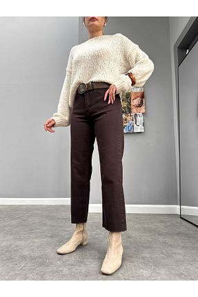 شلوار جین قهوه ای زنانه پاچه ساده ESRAHELVACI - کد 874794116