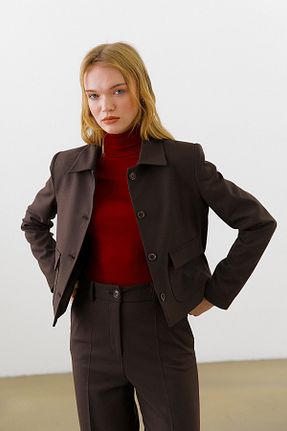 کت قهوه ای زنانه رگولار urban focus - کد 874792612