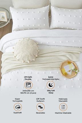 روتختی دونفره سفید پنبه ای Evlen Home Collection - کد 785195742