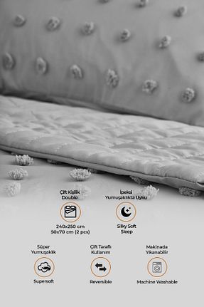 روتختی دونفره طوسی پنبه ای Evlen Home Collection - کد 785195770