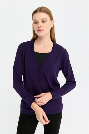 رویه بنفش زنانه مخلوط ویسکون Desen Triko - کد 874819010