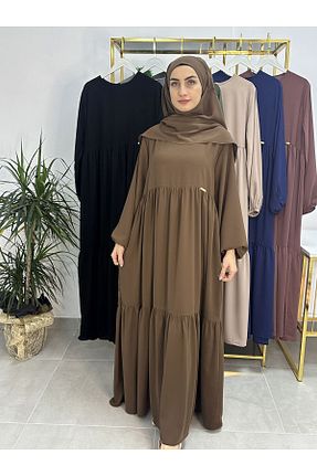 لباس حجاب قهوه ای زنانه اورسایز R&S modibone - کد 874821610