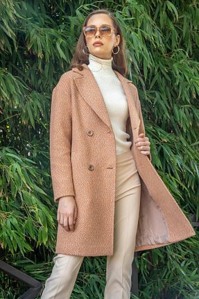 پالتو پشمی صورتی زنانه رگولار Olcay - کد 763414777