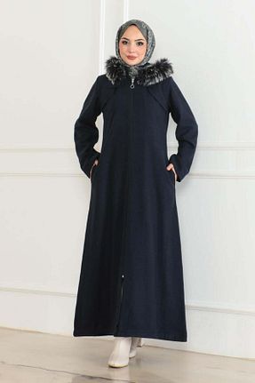 پالتو پشمی حجاب سرمه ای زنانه اسلیم Genel Markalar - کد 874836699