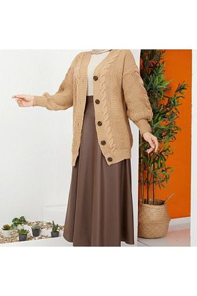 دامن حجاب قهوه ای زنانه رگولار İPEK TUTUŞ - کد 874832842