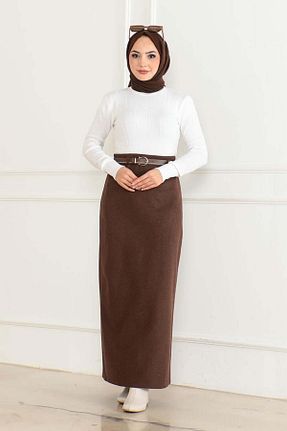 دامن حجاب قهوه ای زنانه اسلیم فیت Genel Markalar - کد 874833015