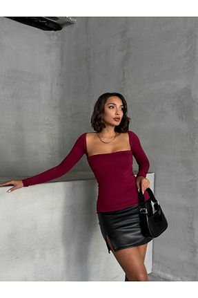 بلوز زرشکی زنانه ساده alenmoda - کد 874847627