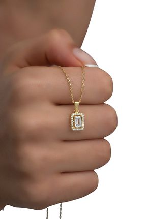 گردنبند الماس زرد SI3 Crystal Diamond Zirconia - کد 874876218