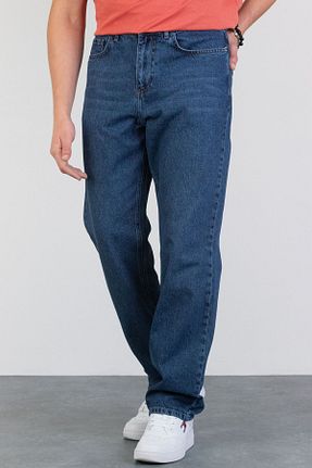 شلوار جین آبی مردانه پاچه پهن HLT JEANS - کد 795523072